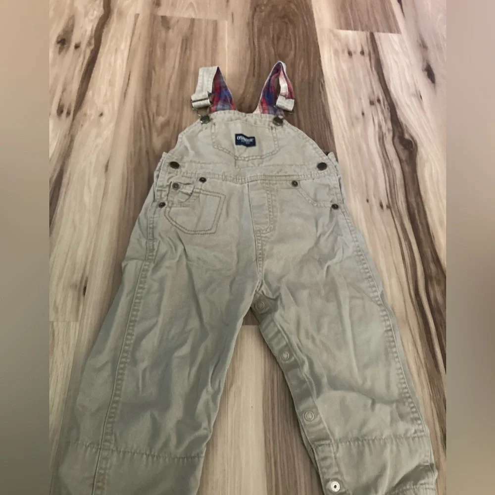 Oshkosh b'gosh Tan Plaid Overhauls 18 Months